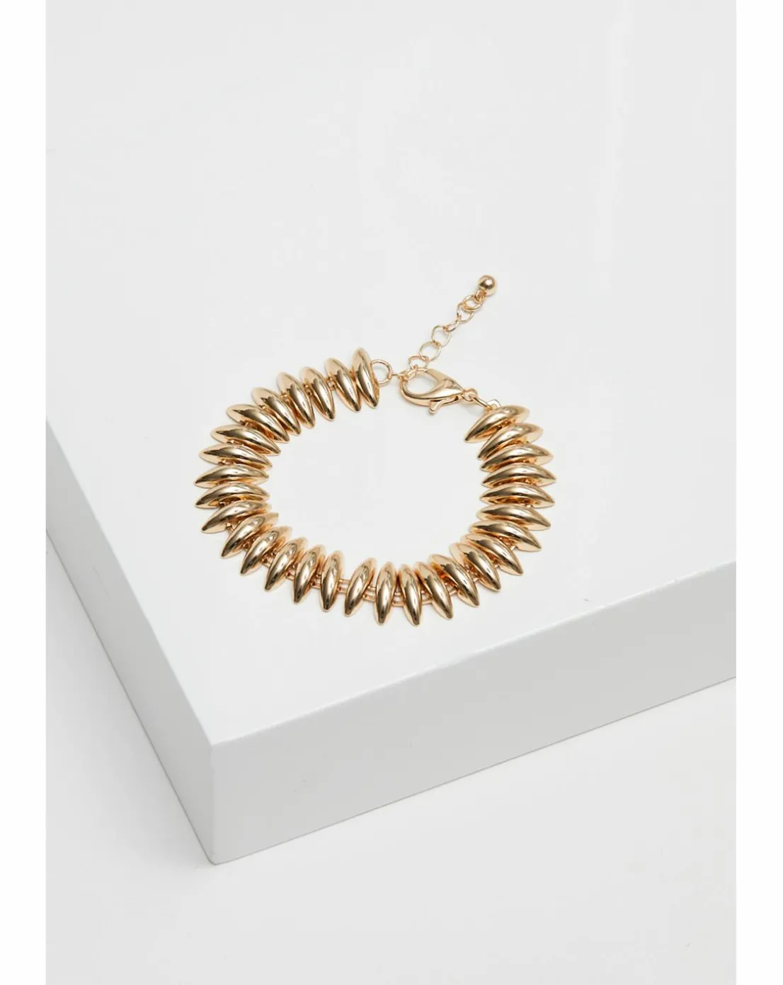 Inicio Gold Plated Polished Ridged Bracelet - Gift Pouch
