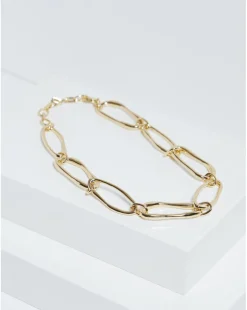 Inicio Gold Plated Polished Link Necklace - Gift Pouch