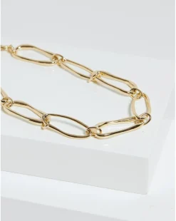 Inicio Gold Plated Polished Link Necklace - Gift Pouch