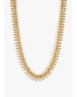 Inicio Gold Plated Polished Ridged Allway Necklace - Gift Pouch