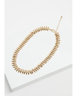 Inicio Gold Plated Polished Ridged Allway Necklace - Gift Pouch