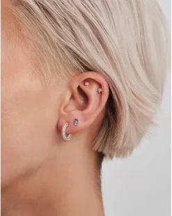 Inicio 14K Gold Plated Cubic Zirconia Star Stud Earrings - Gift Pouch