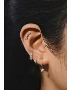 Inicio 14K Gold Plated Recycled Cubic Zirconia Star Ear Climber - Gift Pouch