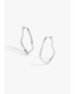 Inicio Silver Plated Molten Large Hoop Earrings - Gift Pouch