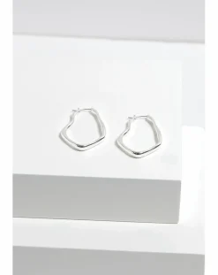 Inicio Silver Plated Molten Large Hoop Earrings - Gift Pouch