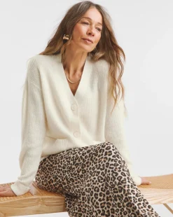 Ivory button Through Cardigan