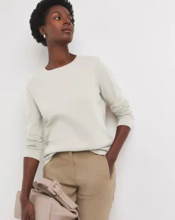 Ivory Crew Neck Long Sleeve T-Shirt