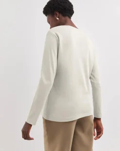 Ivory Crew Neck Long Sleeve T-Shirt