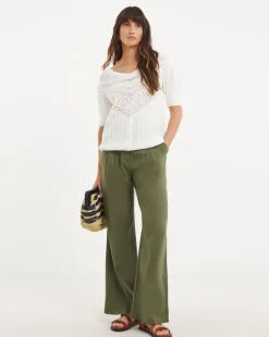 Ivory Crochet V Neck Short Sleeve Jumper