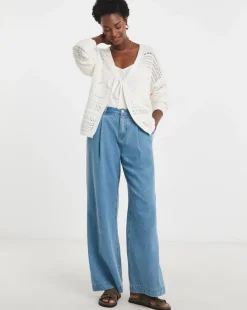 Ivory Tie Front Crochet Cardigan