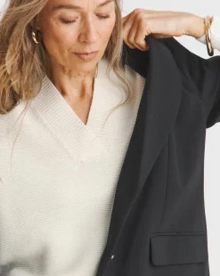 Ivory V Neck Curved Hem Jumper