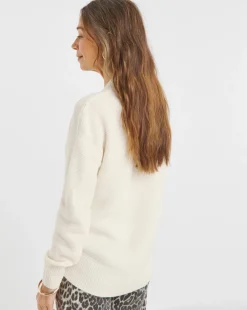Ivory V Neck Curved Hem Jumper