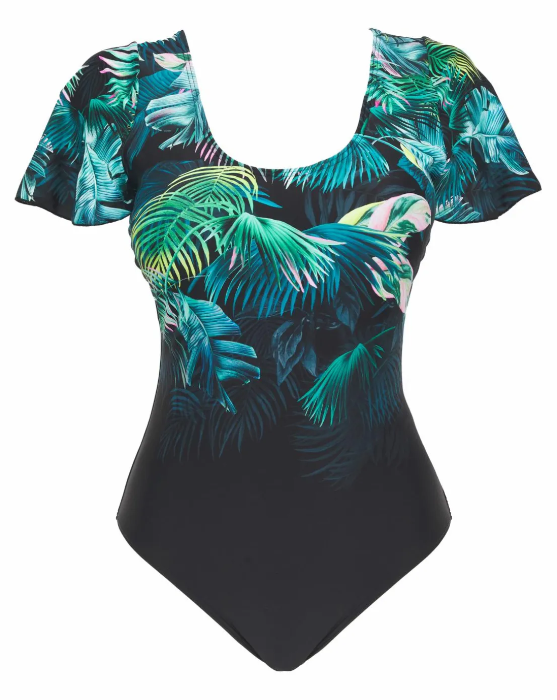 JD Williams Dark Tropics Fluted Sleeve Swimsuit