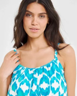 JD Williams Ikat Print Blouson Tankini Top