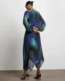 Joanna Hope Asymmetric Pleated Dress