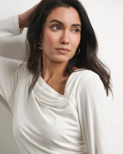 Joanna Hope Aysmmetrical Top With Brooch