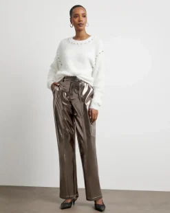 Joanna Hope Bronze Metallic PU Trousers