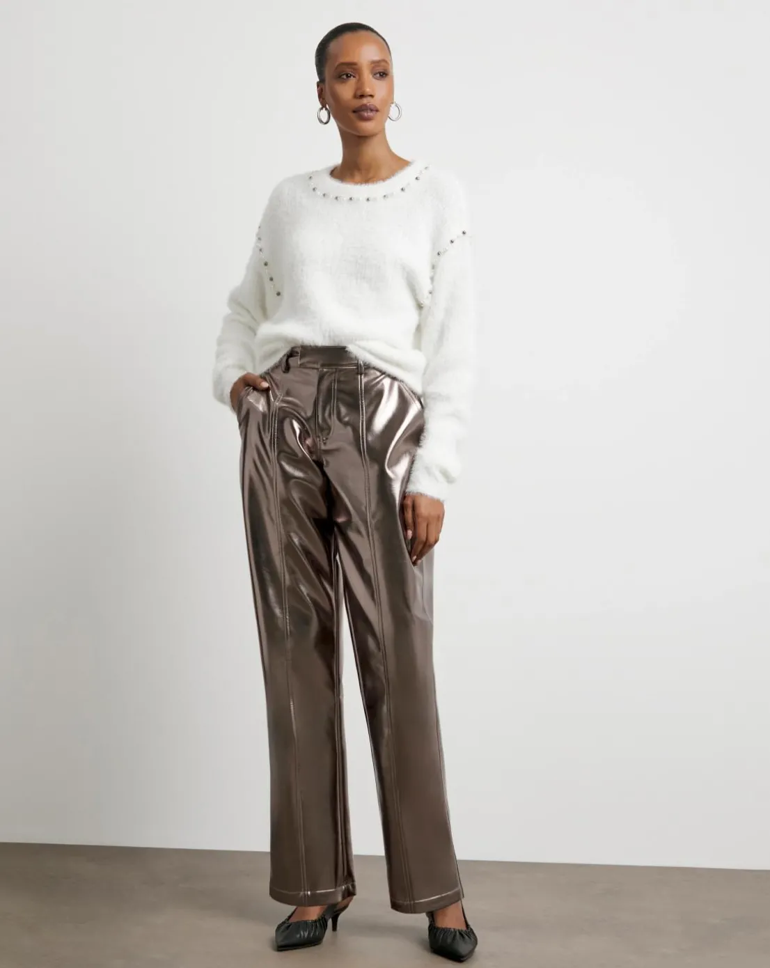 Joanna Hope Bronze Metallic PU Trousers