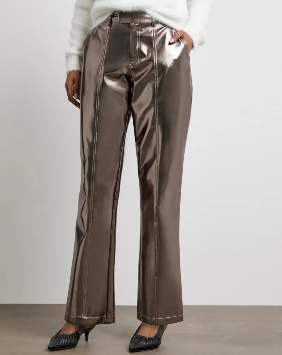 Joanna Hope Bronze Metallic PU Trousers