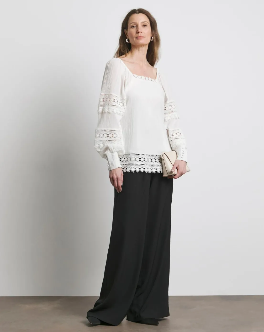 Joanna Hope Crinkle Blouse With Premium Trims