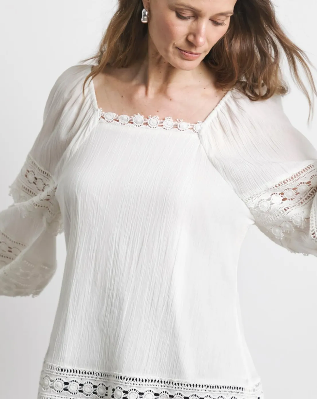Joanna Hope Crinkle Blouse With Premium Trims