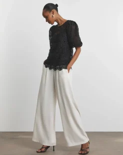 Joanna Hope Crochet Blouse With Puff Sleeves