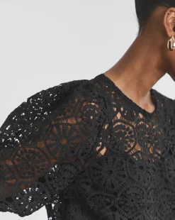 Joanna Hope Crochet Blouse With Puff Sleeves