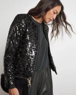 Joanna Hope Cropped Boucle Sequin Jacket