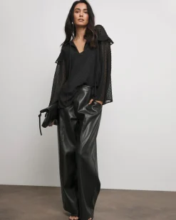 Joanna Hope Dobby Spot Ruffle Blouse