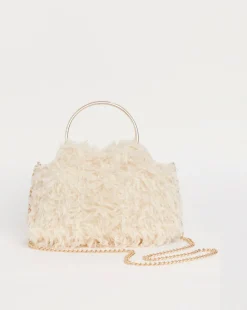 Joanna Hope Faux Feather Grab Clutch Bag