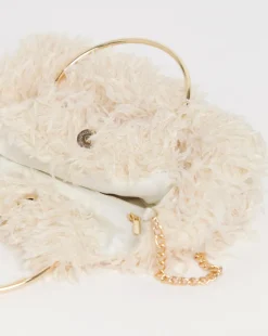 Joanna Hope Faux Feather Grab Clutch Bag