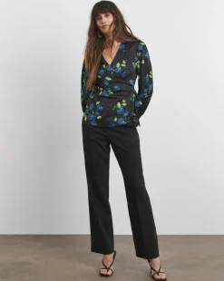 Joanna Hope Floral Satin Wrap Blouse