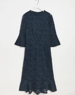 Joanna Hope Fluted Sleeve Stretch Lace Midi Dress