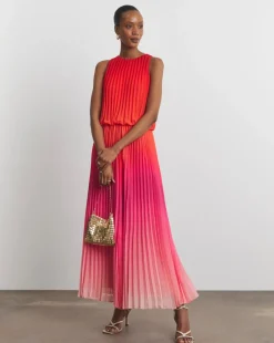 Joanna Hope Halter Neck Ombre Pleated Dress