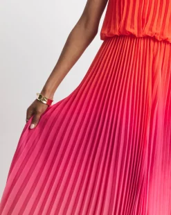 Joanna Hope Halter Neck Ombre Pleated Dress