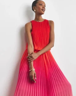 Joanna Hope Halter Neck Ombre Pleated Dress