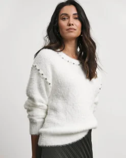 Joanna Hope Ivory Pearl Knit Trim Jumper