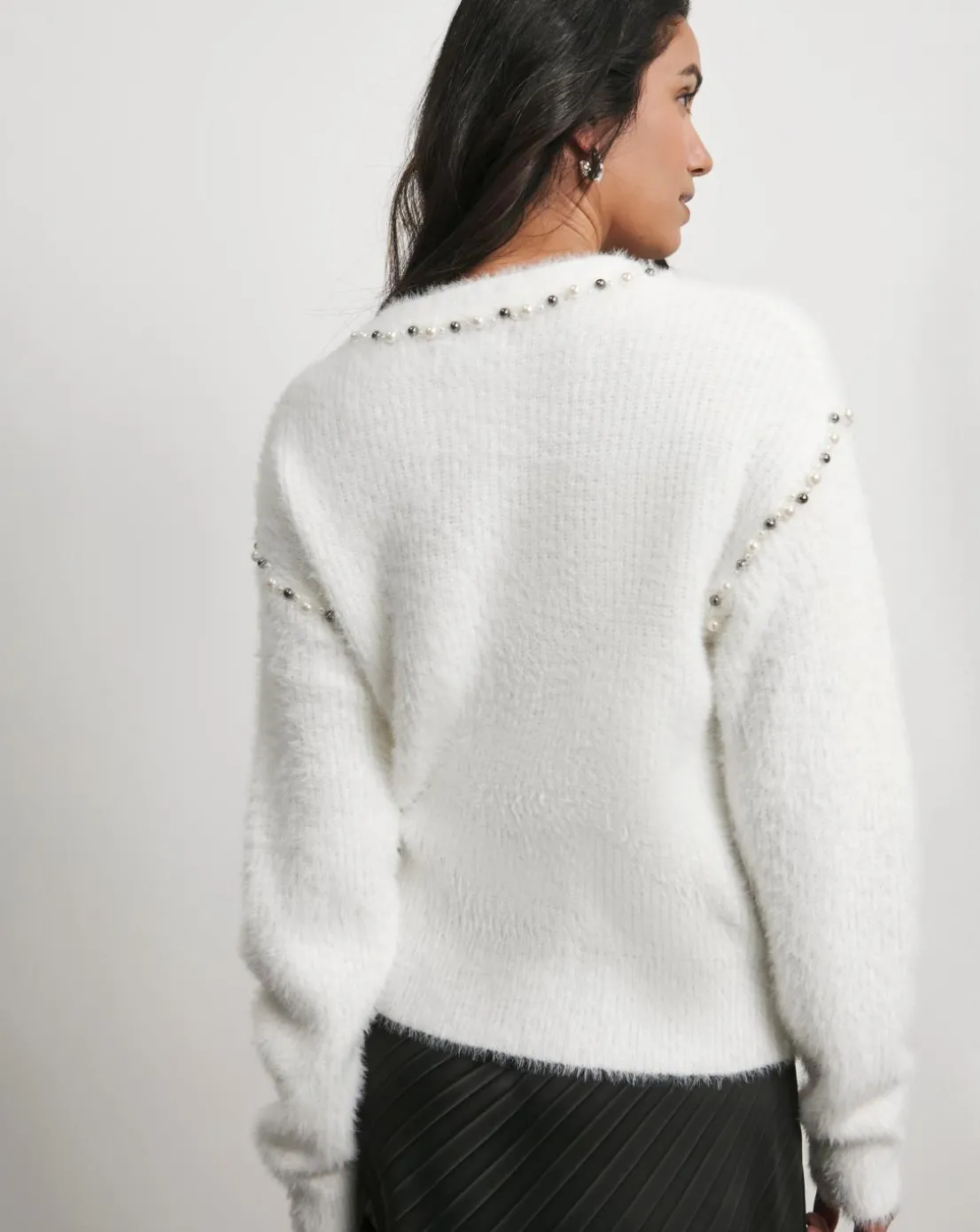 Joanna Hope Ivory Pearl Knit Trim Jumper
