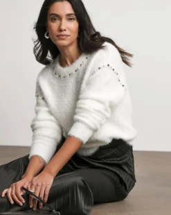 Joanna Hope Ivory Pearl Knit Trim Jumper