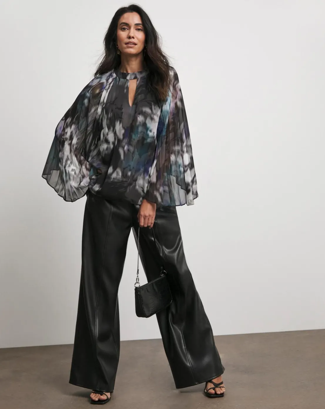 Joanna Hope Keyhole Pleated Blouse