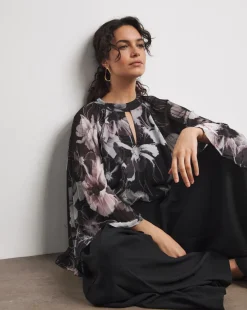 Joanna Hope Keyhole Pleated Blouse