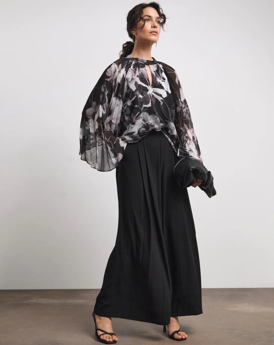 Joanna Hope Keyhole Pleated Blouse