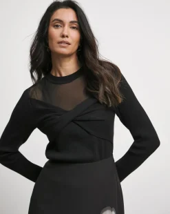 Joanna Hope Knit Jumper With Mesh Insert