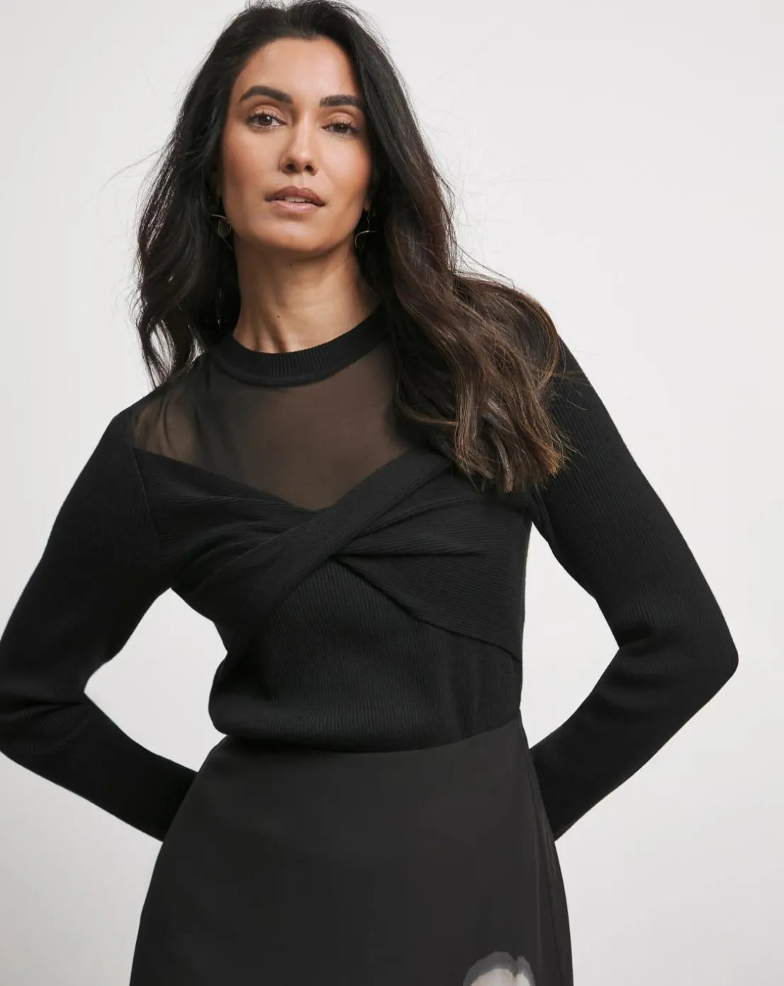 Joanna Hope Knit Jumper With Mesh Insert