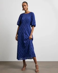 Joanna Hope Lace Dress With Puff Sleeves