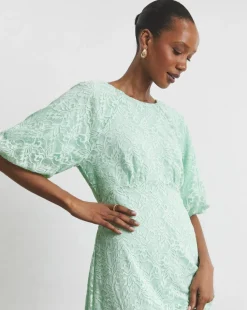 Joanna Hope Lace Dress With Puff Sleeves