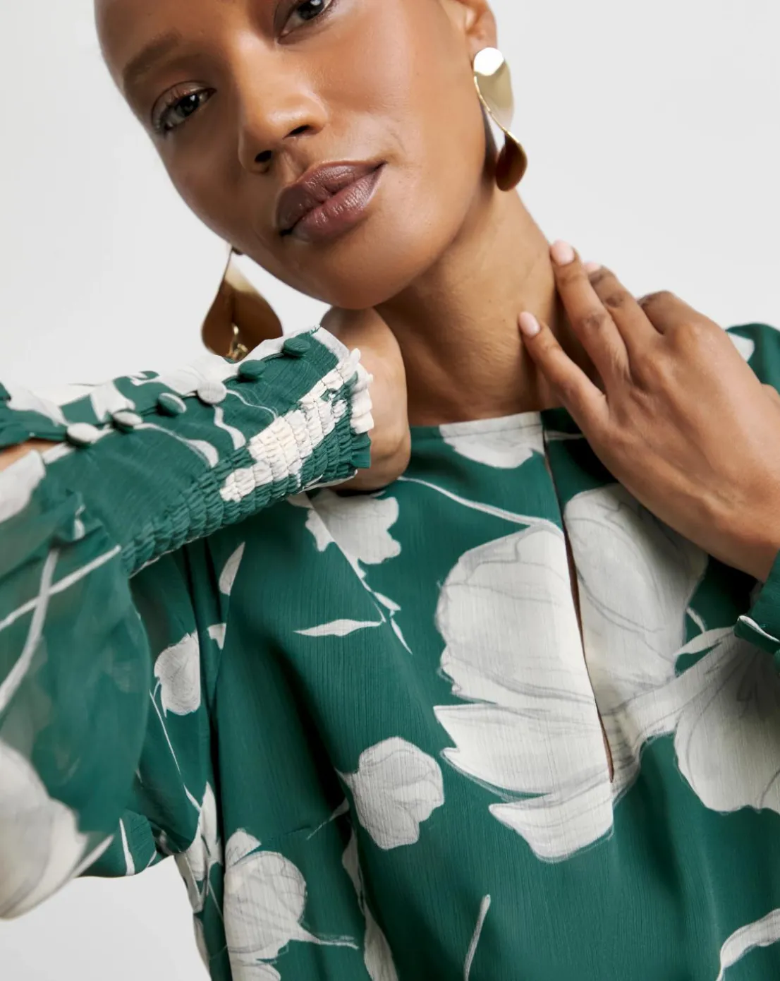 Joanna Hope Long Sleeve Maxi Dress With Keyhole