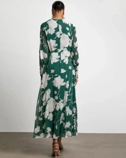 Joanna Hope Long Sleeve Maxi Dress With Keyhole