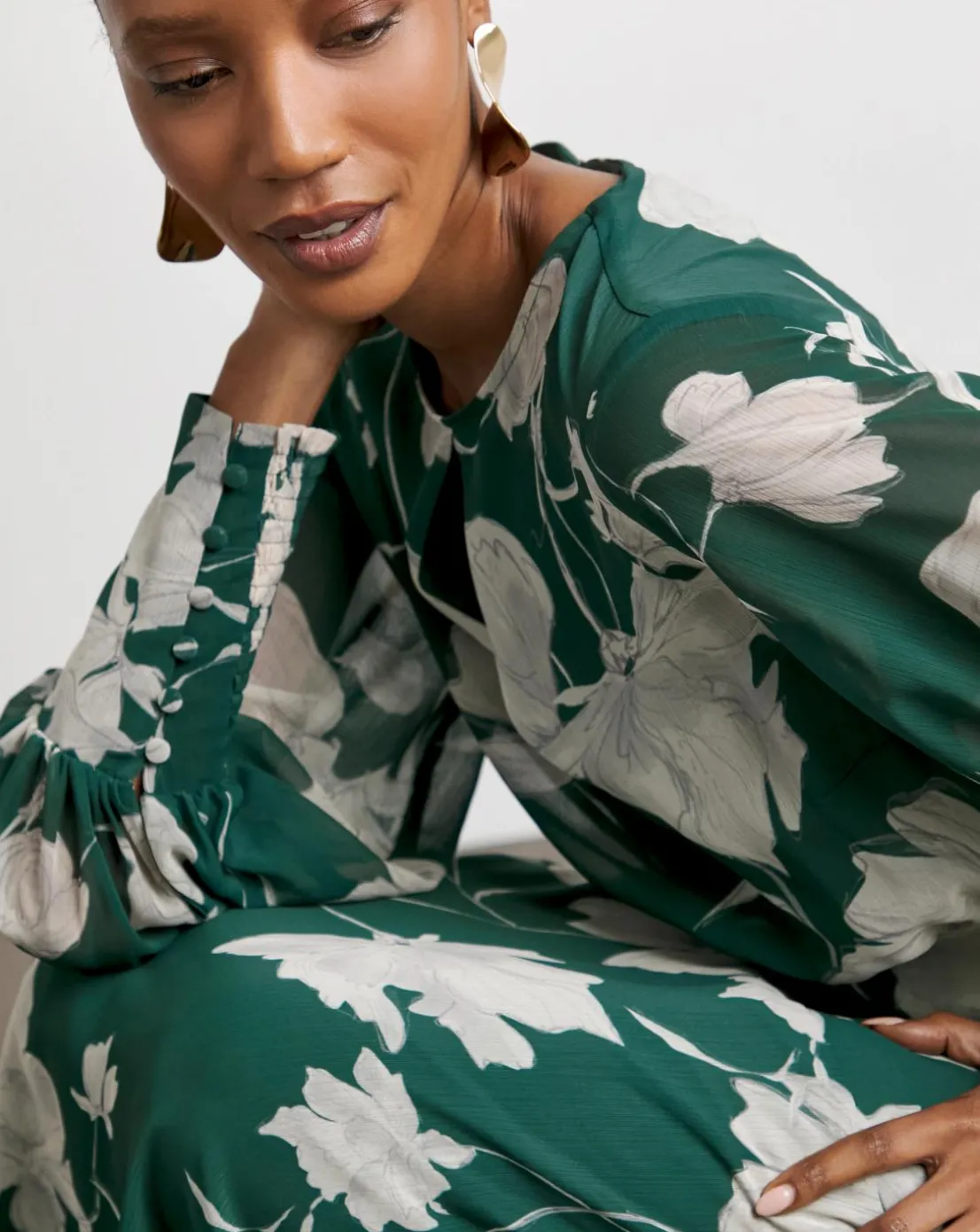 Joanna Hope Long Sleeve Maxi Dress With Keyhole