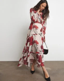 Joanna Hope Maxi Ruffle Wrap Dress